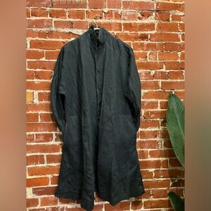 Eskandar Sz 1 Charcoal Heavy-Weight Linen Empress Persian Dress / Coat Jacket